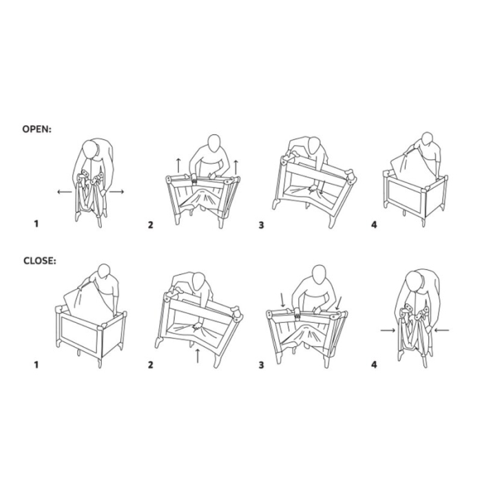 Patut pliant, Petite&Mars, Koot, 120 x 60 cm, Cu roti, Functie de tarc, Pliere compacta, Include geanta de transport, Intrare laterala cu fermoar, Pereti din plasa, Pana la 15 kg, 0-30 luni, Boho [4]