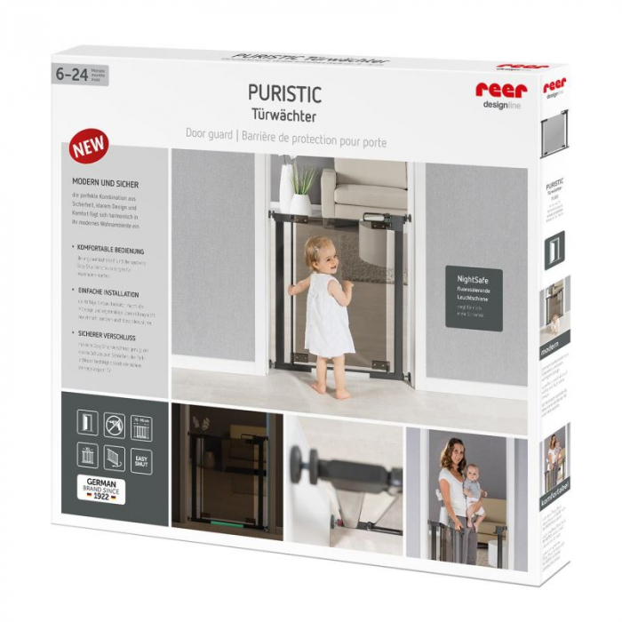 Poarta de siguranta Reer DesignLine Puristic, presiune, 76-96 cm, metal + plexiglas gri, 46031 [7]
