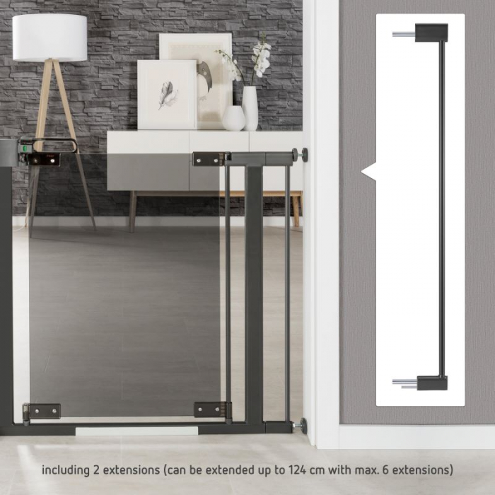 Poarta de siguranta Reer DesignLine Puristic, presiune, 76-96 cm, metal + plexiglas gri, 46031 [3]