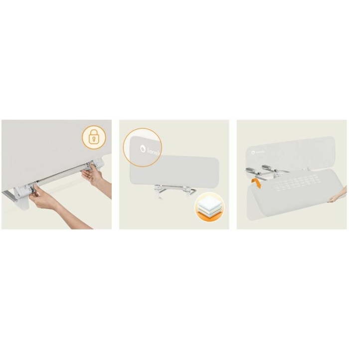 Protectie laterala pat, Lionelo, Lora, Pliabila, Sistem de blocare StandSafe, Geanta de transport inclusa, 105 x 45 cm, Bej [16]