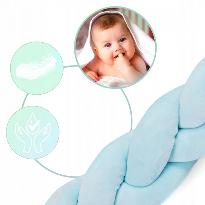 Protectie laterala pentru patut, impletita, 3 M, Ricokids 722111 - Albastru [2]