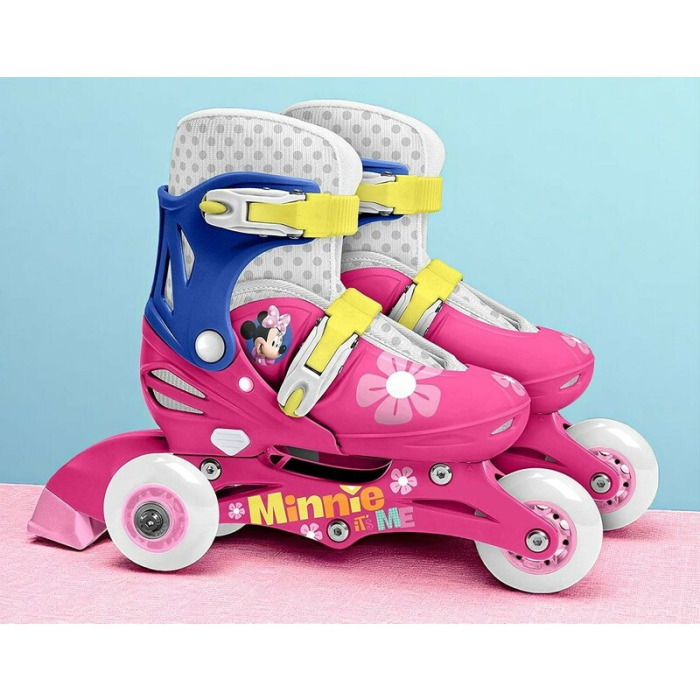 Role evolutive, Stamp, Disney, De la incepator la avansat, cu 3 roti, Ajustabile, Inchidere prin velcro, cu frana, Marime 27-30, Minnie Mouse [2]