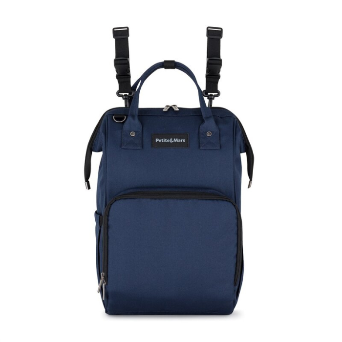 Rucsac pentru mamici, Petite&Mars, Jack, cu 11 compartimente, cu buzunare termice, Saltea de infasat inclusa, 30 x 42 x 15 cm, Albastru [5]
