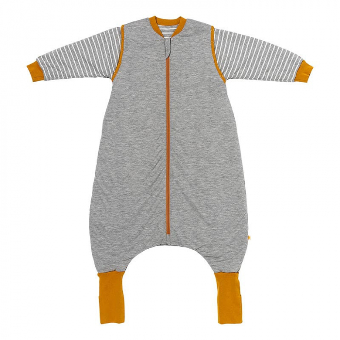 Sac de dormit cu picioruse si maneca lunga detasabila Gray Mottled Stripes 130 cm + manseta 2.5 Tog - Slumbersac [1]