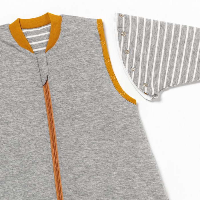 Sac de dormit cu picioruse si maneca lunga detasabila Gray Mottled Stripes 70 cm + manseta 2.5 Tog - Slumbersac [4]