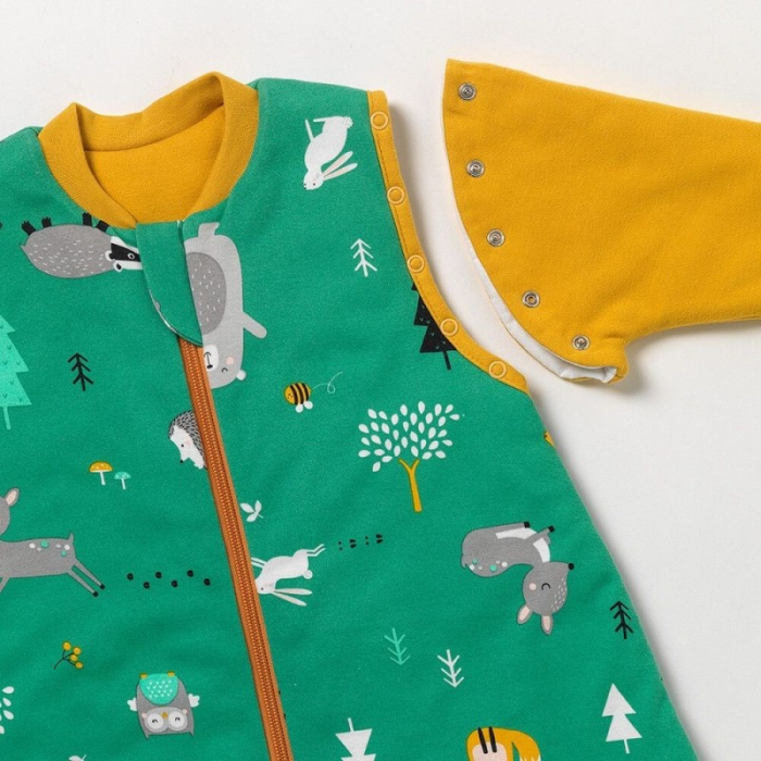 Sac de dormit cu picioruse si maneca lunga detasabila Woodland Animals 120 cm + manseta 2.5 Tog - Slumbersac [2]