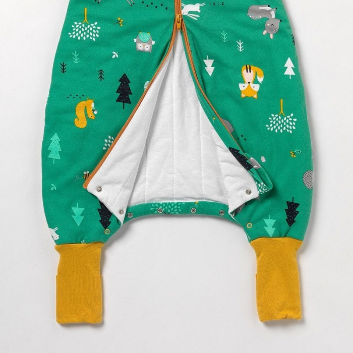 Sac de dormit cu picioruse si maneca lunga detasabila Woodland Animals 80 cm + manseta 2.5 Tog - Slumbersac [2]