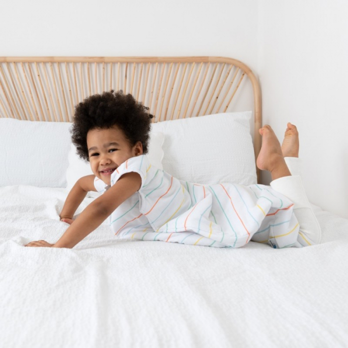 Sac de dormit cu picioruse si talpa antiderapanta Rainbow Stripes 90 cm + manseta 1.0 Tog - Slumbersac [2]