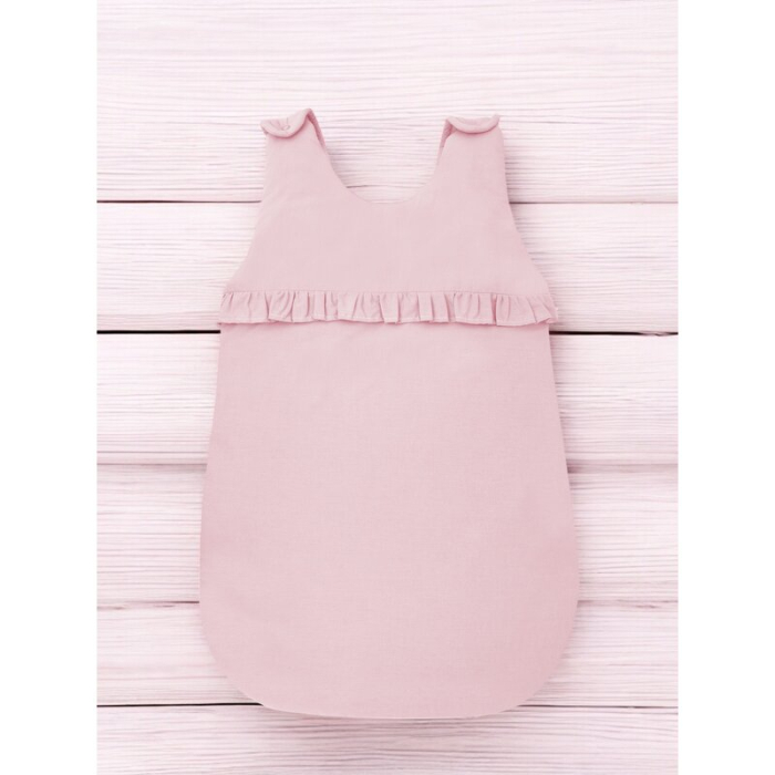 Sac de dormit, MimiNu, pentru bebelusi, De iarna, cu volanase, din bumbac, cu fermoar lateral, cu capse pe umar, 70 cm, 0 - 6 luni, 2.5 Tog, Colectia Royal, Powder Pink [2]
