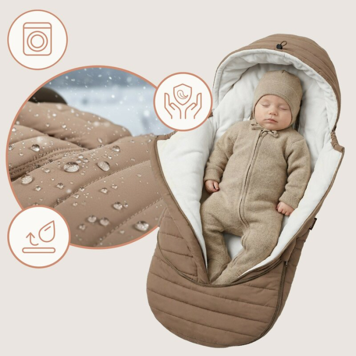 Sac de iarna, Lionelo, Oli, pentru carucior, landou sau scaun auto, 101x45 cm, Impermeabil, Rezistent pana la -20 grade, Extensibil, Maro [19]