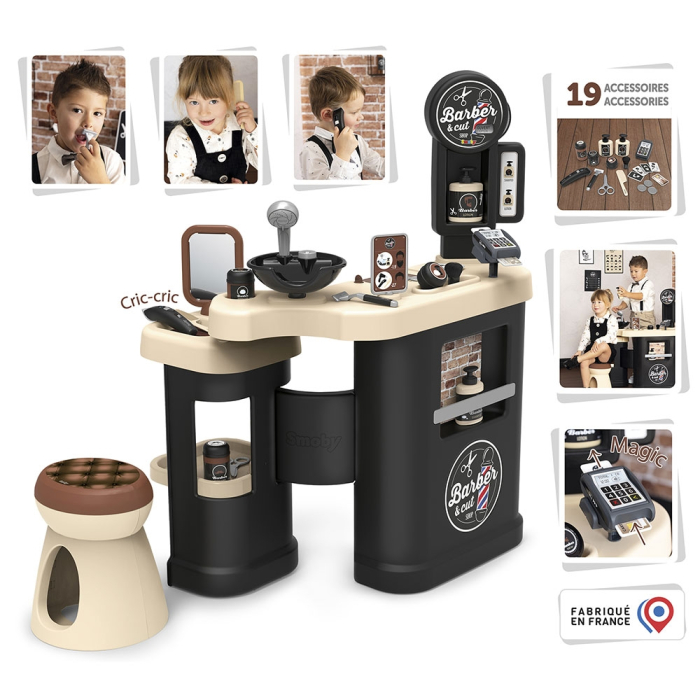 Salon coafura pentru copii Smoby Barber Shop, Barber and Cut negru [2]