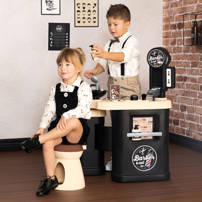 Salon coafura pentru copii Smoby Barber Shop, Barber and Cut negru [8]