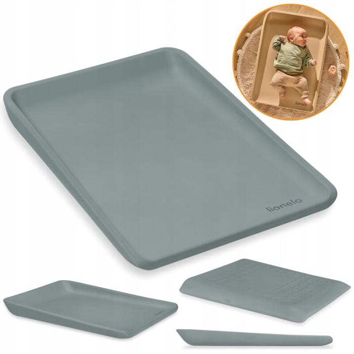 Saltea de infasat, Lionelo, Megs, Moale, Utilizabil si fara husa, Impermeabila, Design ergonomic, 70x49 cm, Fara BPA, 0 luni+, Gri [16]