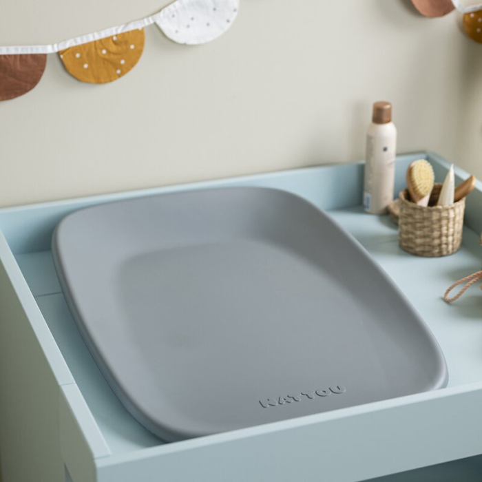 Saltea de infasat, Nattou, Softy, Moale, Utilizabil si fara husa, Design ergonomic, Spuma PU, 70x50x10 cm, Fara BPA, 0 luni+, Gri [7]