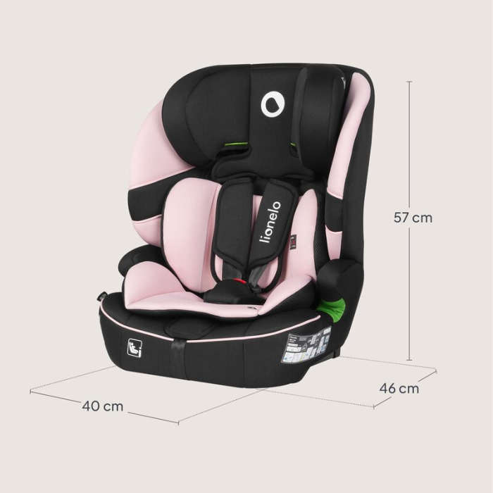 Scaun auto i-Size, Lionelo, Billy , 76 - 150 cm, 1/2/3, Isofix + top tether, Tetiera reglabila in 10 pozitii, Insertie ergonomica, Tapiterie lavabila, Testat la impact, Baza lata, Roz [23]
