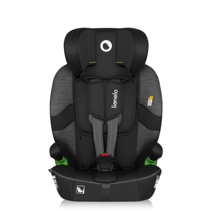 Scaun auto i-Size, Lionelo, Billy , 76 -150 cm, 1/2/3, Isofix + top tether, Tetiera reglabila in 10 pozitii, Insertie ergonomica, Tapiterie lavabila, Testat la impact, Baza lata, Negru/Gri [9]