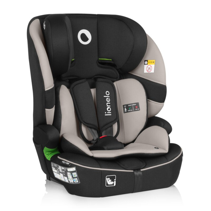 Scaun auto i-Size, Lionelo, Billy , 76 - 150 cm, 1/2/3, Isofix + top tether, Tetiera reglabila in 10 pozitii, Insertie ergonomica, Tapiterie lavabila, Testat la impact, Baza lata, Bej [5]