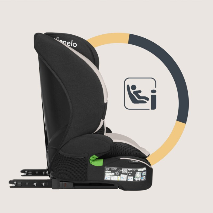 Scaun auto i-Size, Lionelo, Billy , 76 - 150 cm, 1/2/3, Isofix + top tether, Tetiera reglabila in 10 pozitii, Insertie ergonomica, Tapiterie lavabila, Testat la impact, Baza lata, Bej [23]