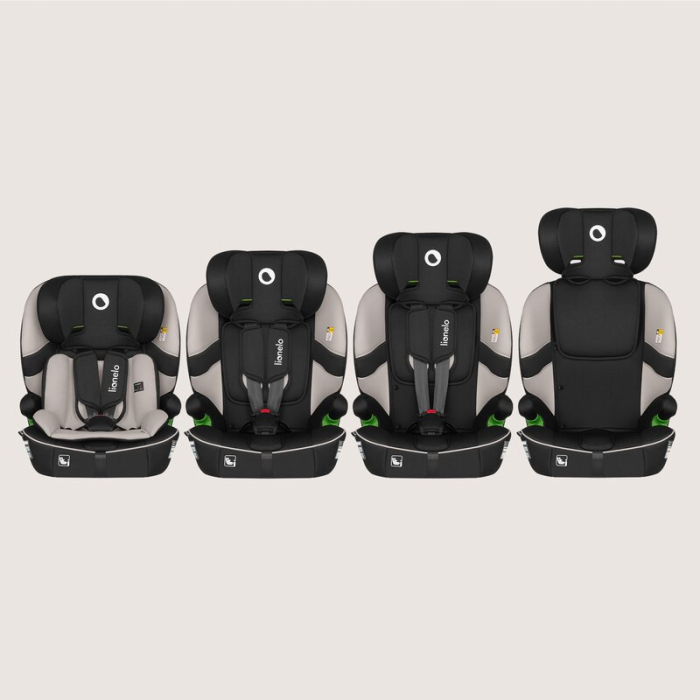 Scaun auto i-Size, Lionelo, Billy , 76 - 150 cm, 1/2/3, Isofix + top tether, Tetiera reglabila in 10 pozitii, Insertie ergonomica, Tapiterie lavabila, Testat la impact, Baza lata, Bej [3]