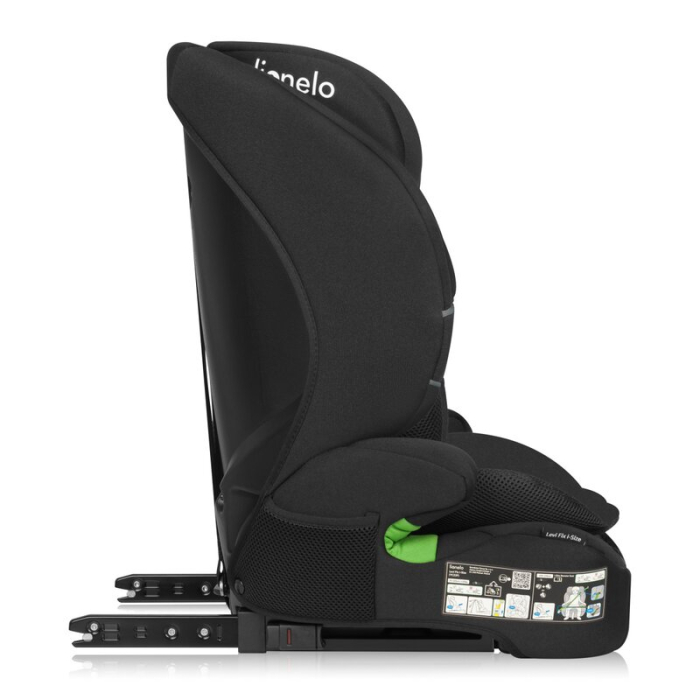 Scaun auto i-Size, Lionelo, Levi Fix, 76 - 150 cm, 1/2/3, ISOFIX + Top Tether, Tetiera reglabila in 10 pozitii, Insertie ergonomica Dri-Seat, Tapiterie lavabila, Negru [3]