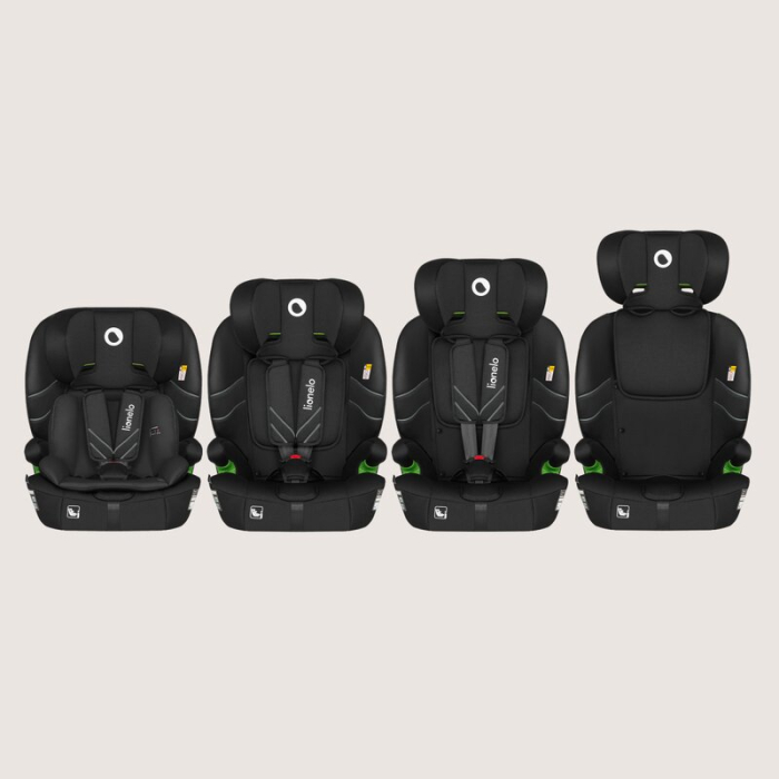 Scaun auto i-Size, Lionelo, Levi Fix, 76 - 150 cm, 1/2/3, ISOFIX + Top Tether, Tetiera reglabila in 10 pozitii, Insertie ergonomica Dri-Seat, Tapiterie lavabila, Negru [5]