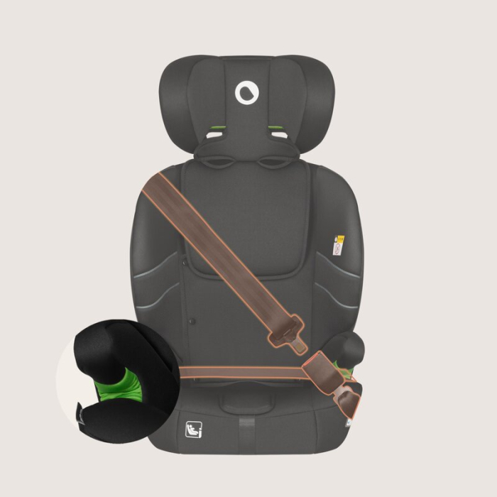 Scaun auto i-Size, Lionelo, Levi Fix, 76 - 150 cm, 1/2/3, ISOFIX + Top Tether, Tetiera reglabila in 10 pozitii, Insertie ergonomica Dri-Seat, Tapiterie lavabila, Negru [15]