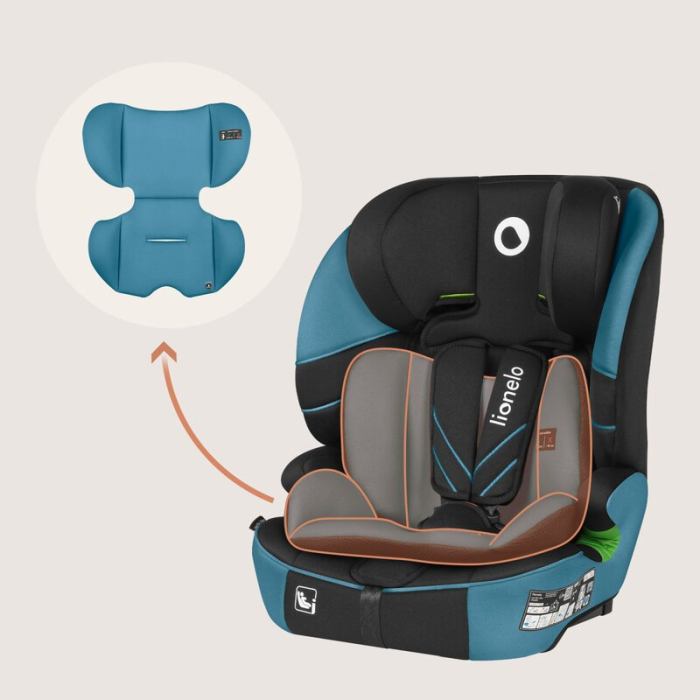 Scaun auto i-Size, Lionelo, Levi Fix, 76 - 150 cm, 1/2/3, ISOFIX + Top Tether, Tetiera reglabila in 10 pozitii, Insertie ergonomica Dri-Seat, Tapiterie lavabila, Negru [15]