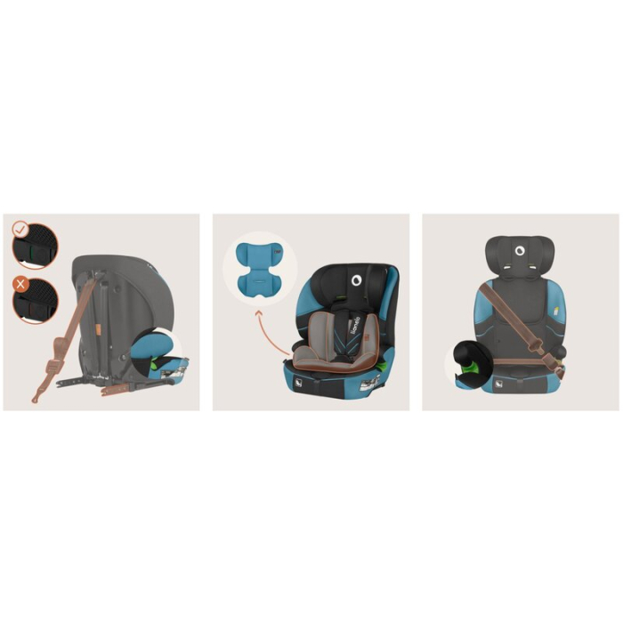 Scaun auto i-Size, Lionelo, Levi Fix, 76 - 150 cm, 1/2/3, ISOFIX + Top Tether, Tetiera reglabila in 10 pozitii, Insertie ergonomica Dri-Seat, Tapiterie lavabila, Negru [25]