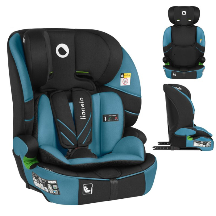 Scaun auto i-Size, Lionelo, Levi Fix, 76 - 150 cm, 1/2/3, ISOFIX + Top Tether, Tetiera reglabila in 10 pozitii, Insertie ergonomica Dri-Seat, Tapiterie lavabila, Negru [4]