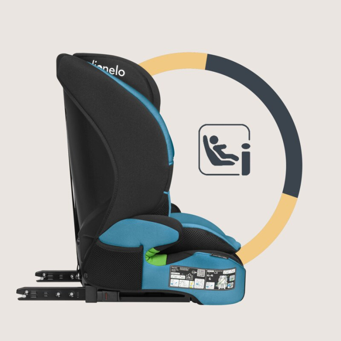 Scaun auto i-Size, Lionelo, Levi Fix, 76 - 150 cm, 1/2/3, ISOFIX + Top Tether, Tetiera reglabila in 10 pozitii, Insertie ergonomica Dri-Seat, Tapiterie lavabila, Negru [11]