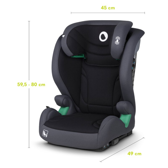 Scaun auto, Lionelo, i-Size Igo, 100- 150 cm, cu isofix, Protectie laterala, Ajustare spatar in 2 pozitii, Tetiera Tri-Guard reglabila in 11 pozitii,  Negru [25]