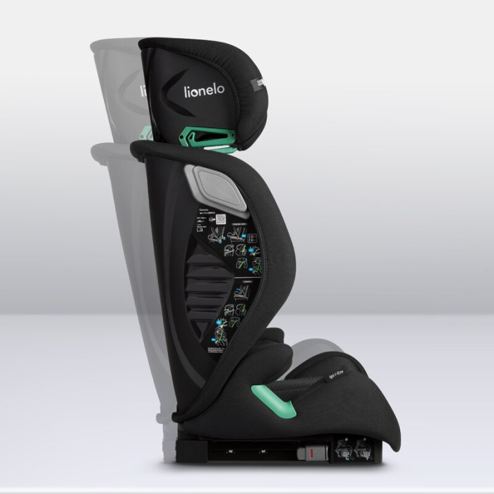 Scaun auto, Lionelo, i-Size Igo, 100- 150 cm, cu isofix, Protectie laterala, Ajustare spatar in 2 pozitii, Tetiera Tri-Guard reglabila in 11 pozitii,  Negru [36]