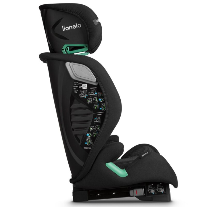 Scaun auto, Lionelo, i-Size Igo, 100- 150 cm, cu isofix, Protectie laterala, Ajustare spatar in 2 pozitii, Tetiera Tri-Guard reglabila in 11 pozitii,  Negru [18]