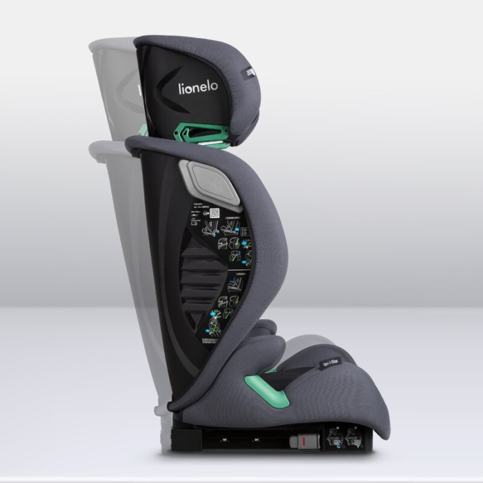 Scaun auto, Lionelo, i-Size Igo, 100- 150 cm, cu isofix, Protectie laterala, Ajustare spatar in 2 pozitii, Tetiera Tri-Guard reglabila in 11 pozitii,  Negru [34]