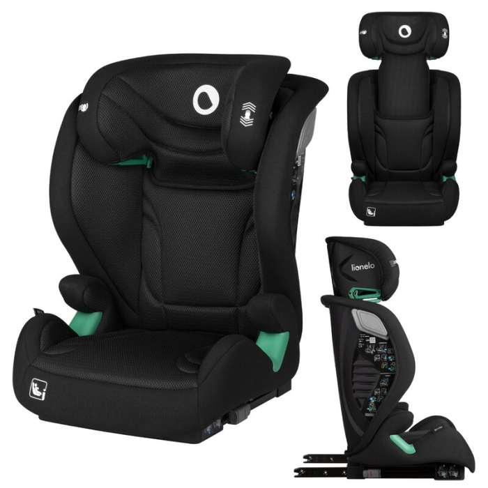 Scaun auto, Lionelo, i-Size Igo, 100- 150 cm, cu isofix, Protectie laterala, Ajustare spatar in 2 pozitii, Tetiera Tri-Guard reglabila in 11 pozitii,  Negru [26]