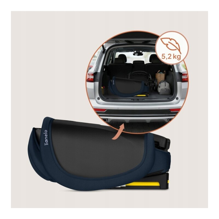 Scaun auto pliabil, Lionelo, Orin, i-Size, 100-150 cm, Tetiera reglabila in 14 pozitii, Spatar in 4 pozitii, Isofix+Top Tether, Sezut ergonomic, Husa transport, Suport sticla, Albastru [31]