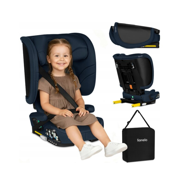 Scaun auto pliabil, Lionelo, Orin, i-Size, 100-150 cm, Tetiera reglabila in 14 pozitii, Spatar in 4 pozitii, Isofix+Top Tether, Sezut ergonomic, Husa transport, Suport sticla, Albastru [4]