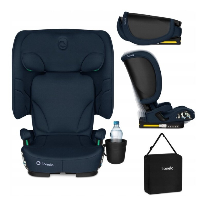 Scaun auto pliabil, Lionelo, Orin, i-Size, 100-150 cm, Tetiera reglabila in 14 pozitii, Spatar in 4 pozitii, Isofix+Top Tether, Sezut ergonomic, Husa transport, Suport sticla, Albastru [3]