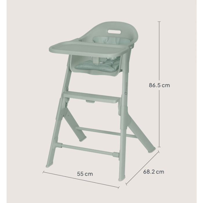 Scaun de masa, Lionelo, Beny, Suport de picioare si tavita ajustabile in 2 pozitii, Insertie moale, Centuri in 3 puncte, Asamblare rapida, Sustine 15 kg, 6 luni+, Verde [15]
