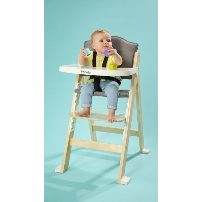 Scaun de masa, Lionelo, Floris, 3 in 1, din Lemn, Transformabil, Reglabil pe inaltime in 4 pozitii, Suport picioare- 4 pozitii, 6 luni- 12 ani, Sustine 40 kg, Bej [25]