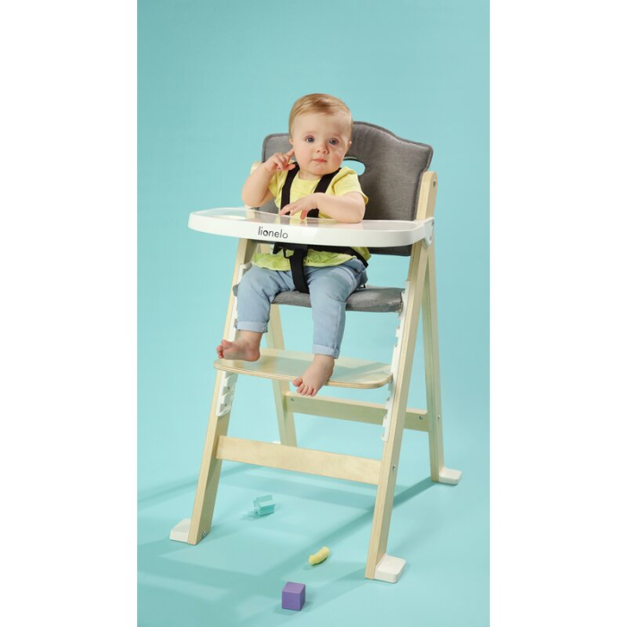 Scaun de masa, Lionelo, Floris, 3 in 1, din Lemn, Transformabil, Reglabil pe inaltime in 4 pozitii, Suport picioare- 4 pozitii, 6 luni- 12 ani, Sustine 40 kg, Bej [27]