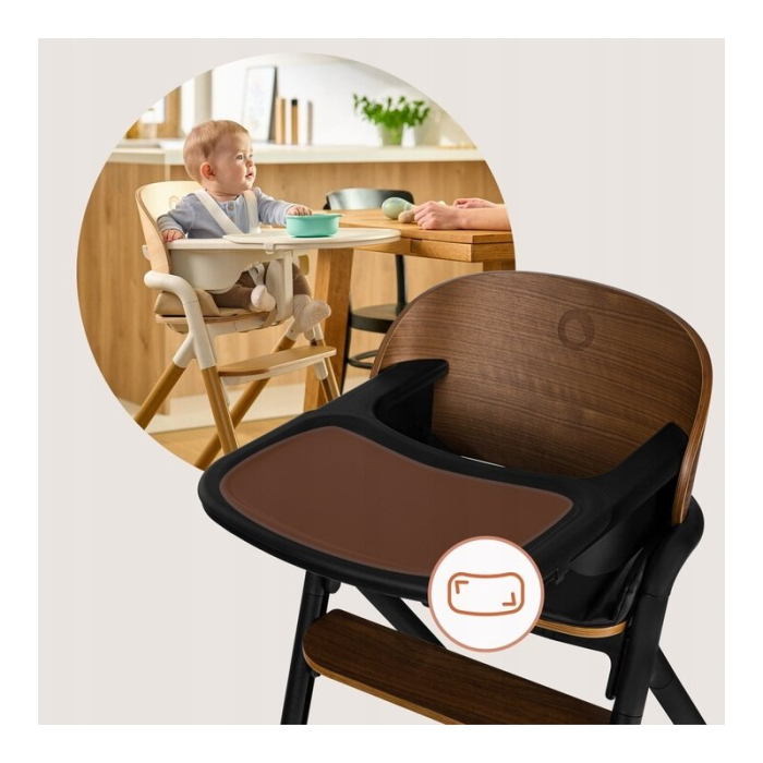 Scaun de masa multifunctional Celia, Lionelo, din lemn de fag, 6 luni- adult, Husa impermeabila, Tavita silicon, Suport de picioare reglabil, Greutate maxima 90 Kg, Negru [19]
