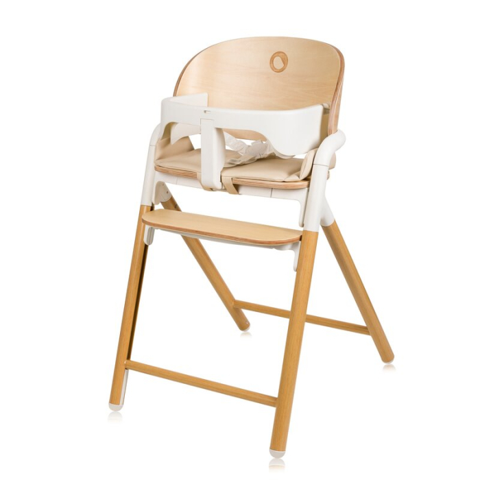Scaun de masa multifunctional Celia, Lionelo, din lemn de fag, 6 luni- adult, Spatar lat, Sezut ergonomic, Tavita silicon, Suport de picioare reglabil, Greutate maxima 90 Kg, Alb/Natural [9]