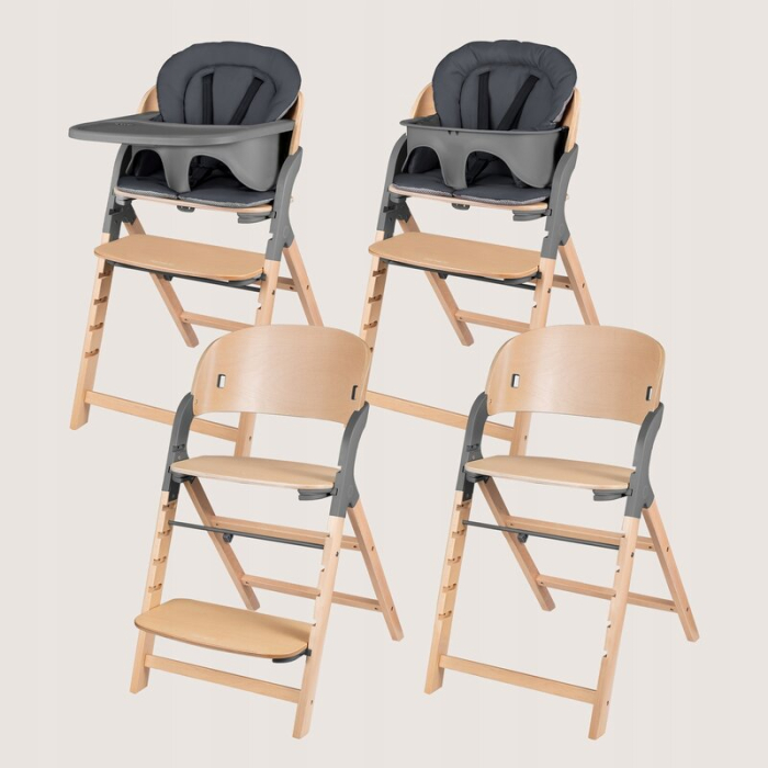 Scaun de masa multifunctional Megan, Lionelo, Din lemn de fag, 6 luni- adult, Reglabil pe inaltime, Husa impermeabila, Tavita silicon, Suport de picioare reglabil, Greutate maxima 110 Kg, Gri [21]