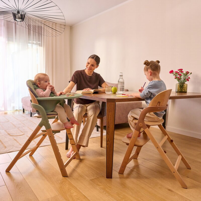 Scaun de masa multifunctional Megan, Lionelo, Din lemn de fag, 6 luni- adult, Reglabil pe inaltime, Husa impermeabila, Tavita silicon, Suport de picioare reglabil, Greutate maxima 110 Kg, Verde [25]