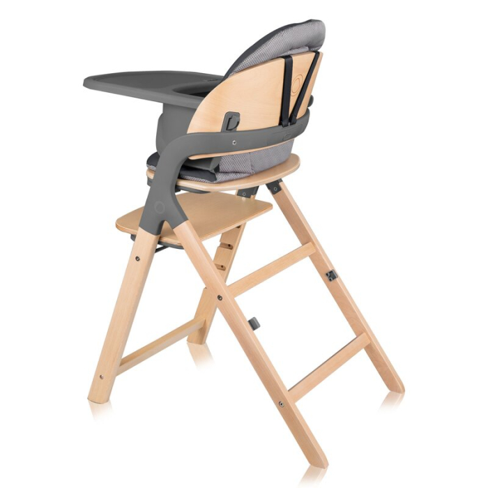 Scaun de masa multifunctional Megan, Lionelo, Din lemn de fag, 6 luni- adult, Reglabil pe inaltime, Husa impermeabila, Tavita silicon, Suport de picioare reglabil, Greutate maxima 110 Kg, Gri [7]