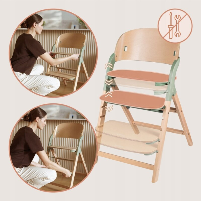 Scaun de masa multifunctional Megan, Lionelo, Din lemn de fag, 6 luni- adult, Reglabil pe inaltime, Husa impermeabila, Tavita silicon, Suport de picioare reglabil, Greutate maxima 110 Kg, Verde [18]