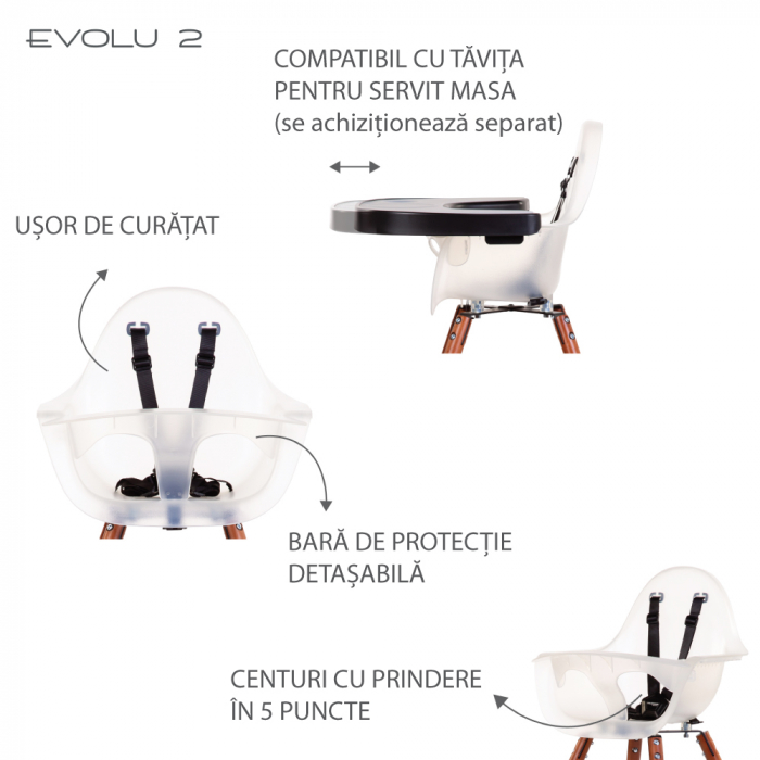 Scaun de masa reglabil in inaltime Childhome Evolu 2 Natural inchis/Alb transparent [5]