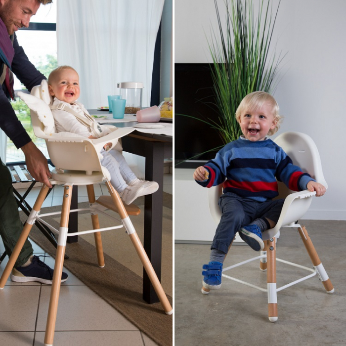 Scaun de masa reglabil in inaltime Childhome Evolu 2 Natural inchis/Alb transparent [3]