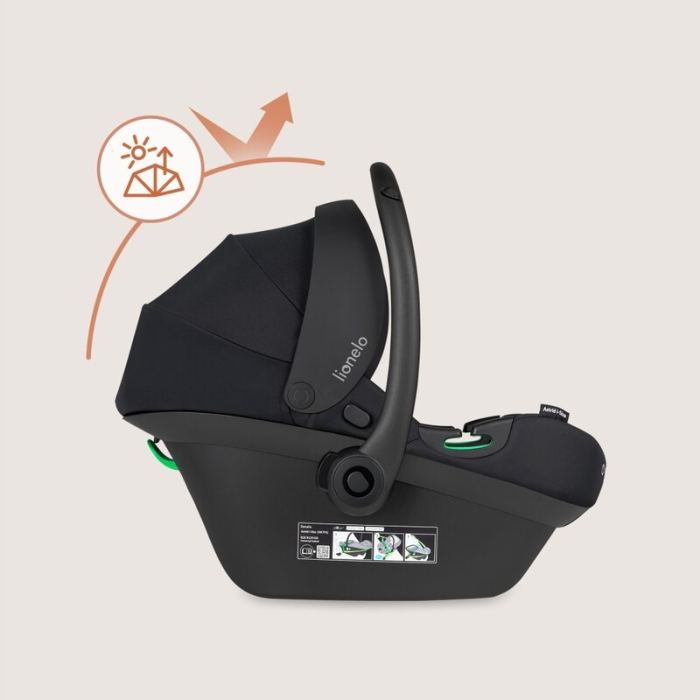 Scoica auto, Lionelo, i-Size Astrid, 0-13 Kg, 40-87 cm, Cu salteluta, Testat ADAC, Conform cu standardul european de securitate R129, Negru Onyx [15]